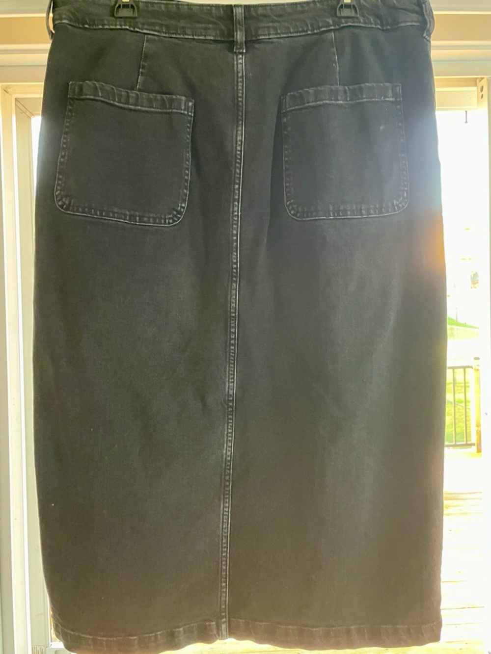 GAP Black Midi Denim Skirt with Patch Pockets
